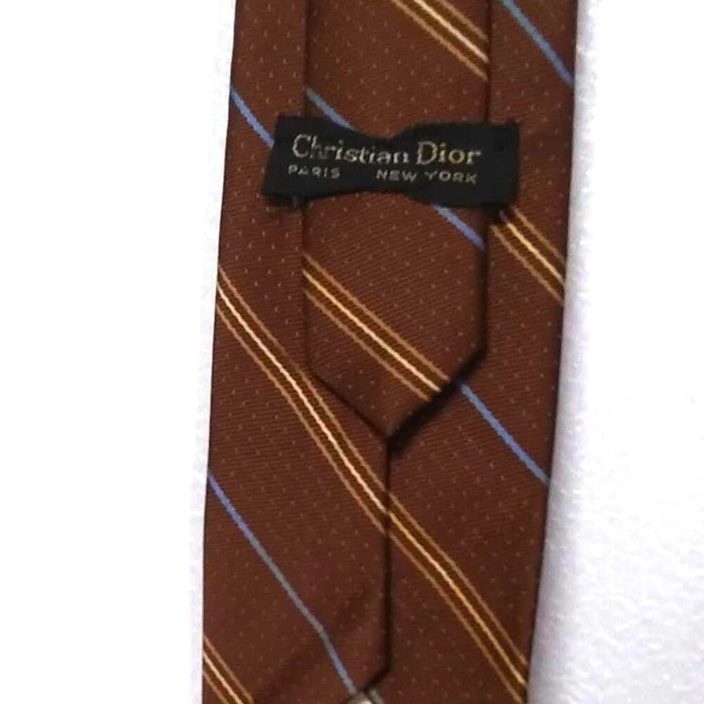 Vintage Christian Dior Logo Tie - Brown, Size OS - Classic & Elegant - Picture 2 of 4